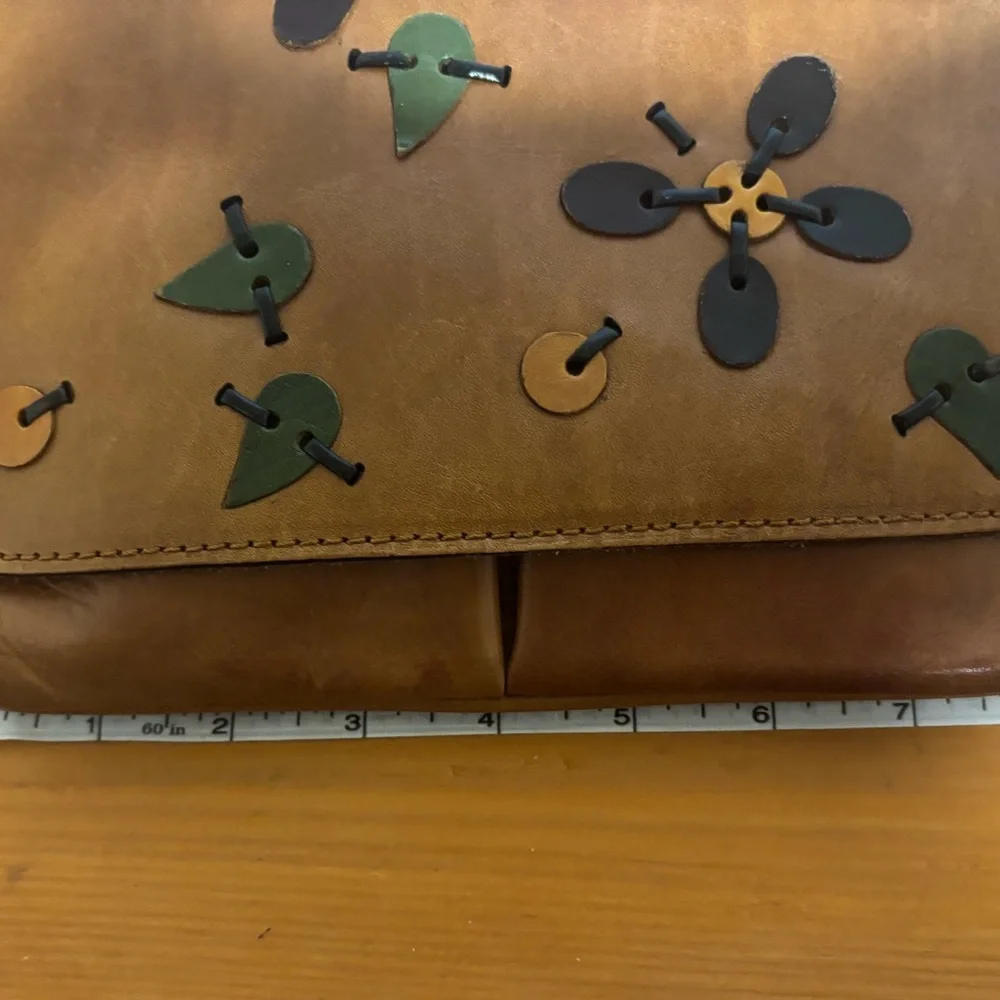 Patricia Nash Tan Leather Crossbody Bag with Floral Design - Picture 12 of 16